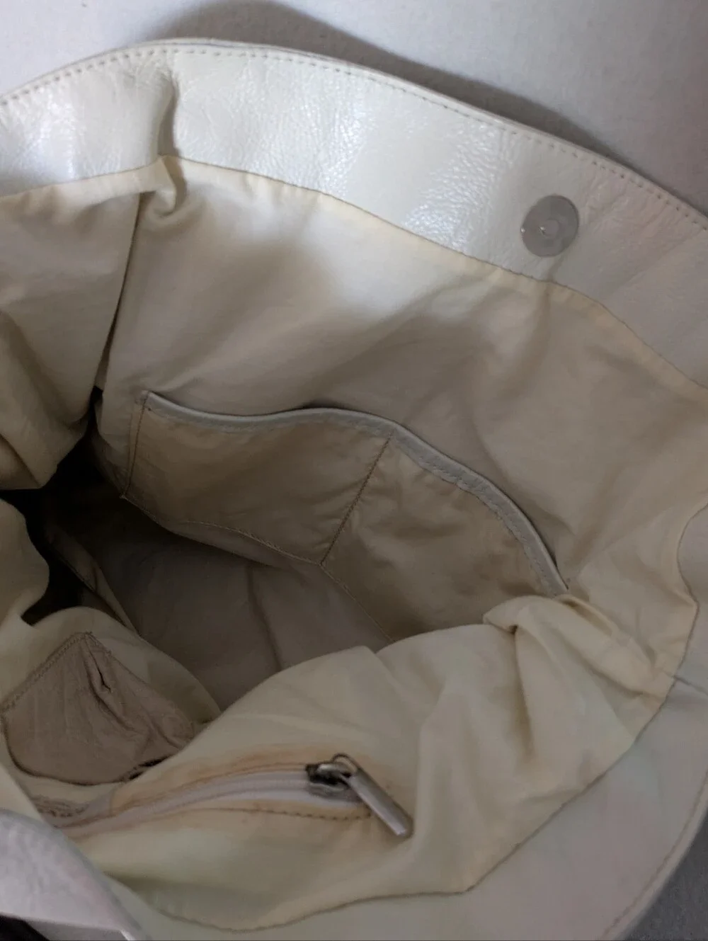 Cavalcanti Cream And Brown Slouchy Tote Hobo 2005-2009 Italian Leather
